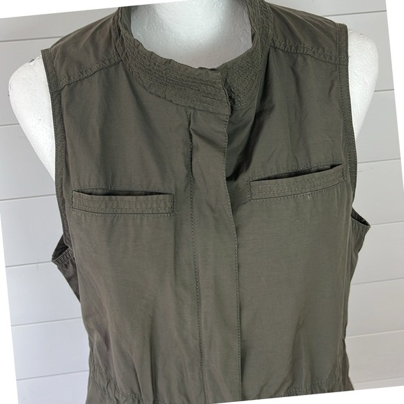 Rare Eileen Fisher Tech Utility Nylon Olive Green Vest Jacket Women's Medium - Picture 12 of 16
